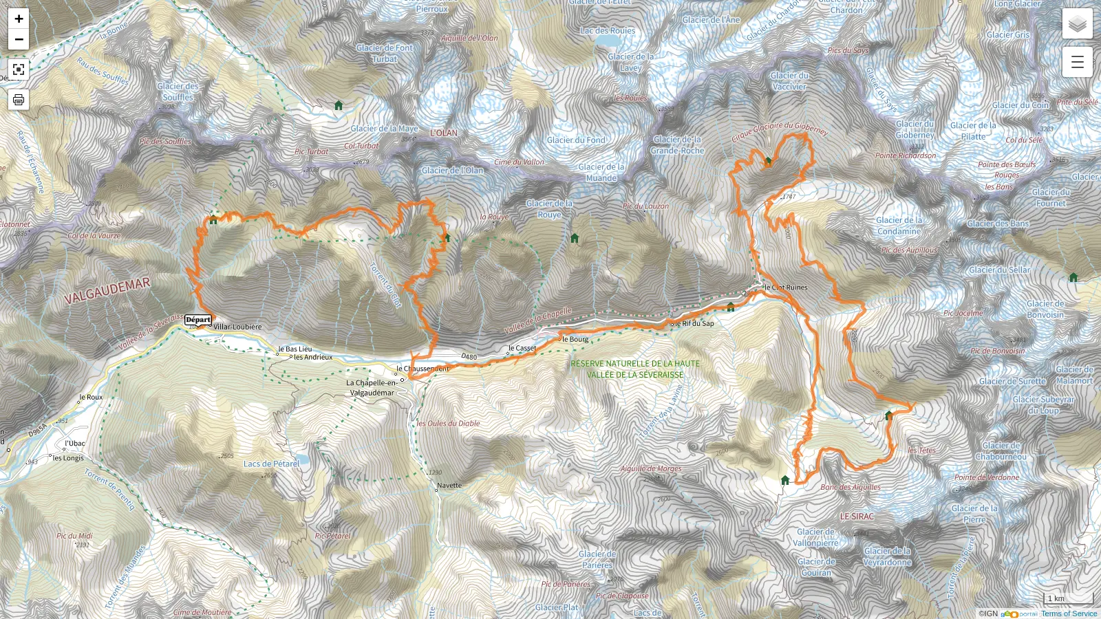 Carte tour du Valgaudemar