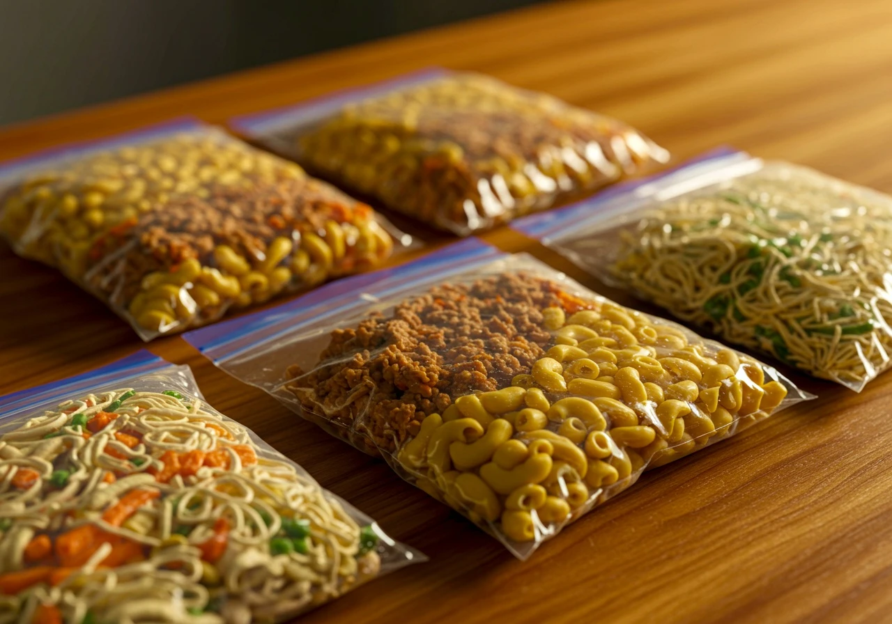 nourriture pour trek en sacs ziplock